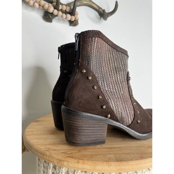 Sesto Meucci Mirka Studded Ankle Boots Size 6.5 Brown Leather Western Rodeo - Picture 2 of 11